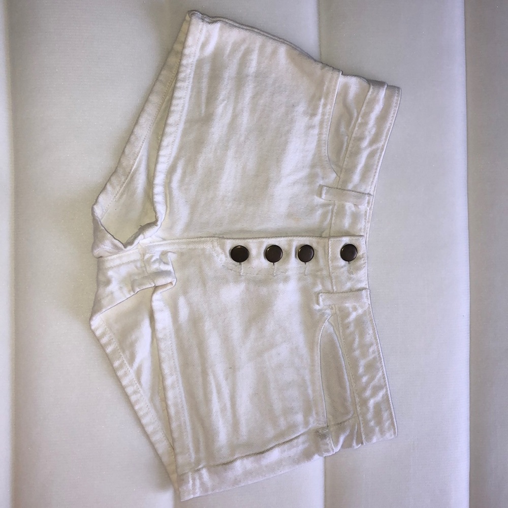 White jean shorts